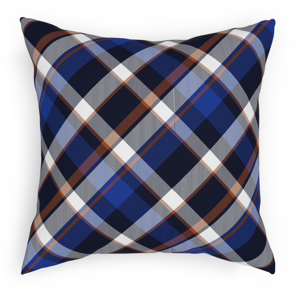 Cora's Plaid - Blue Pillow, Woven, Beige, 18x18, Single Sided, Blue, True Blue