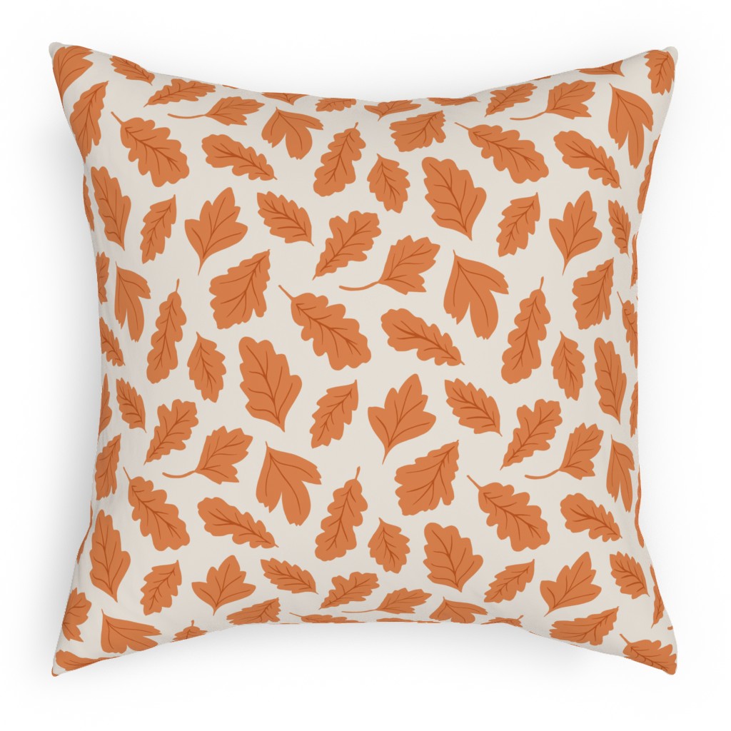 Autumn Leaves - Orange on Cream Pillow, Woven, Beige, 18x18, Single Sided, Orange