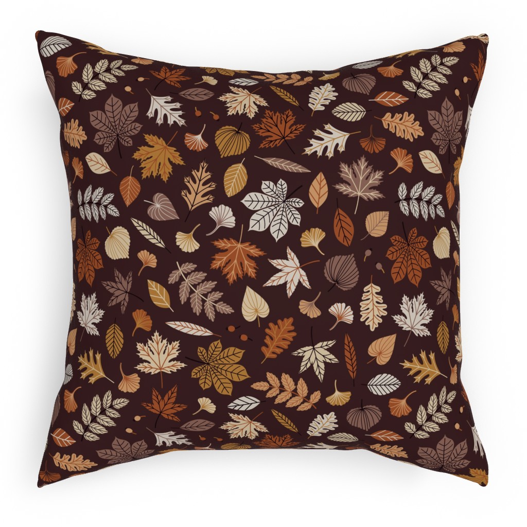 Fall Time Leaves - Brown Pillow, Woven, Beige, 18x18, Single Sided, Brown