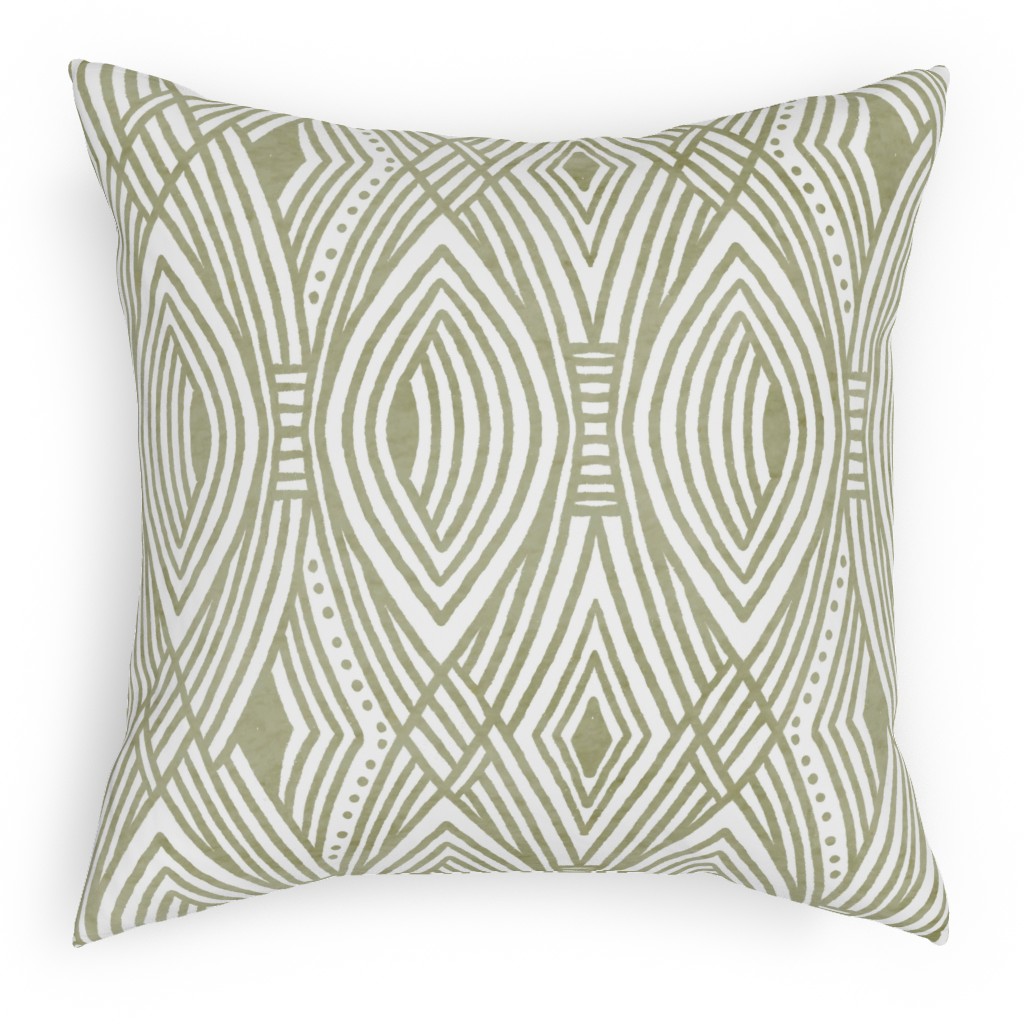 Katherine - Green Pillow, Woven, Beige, 18x18, Single Sided, Green, Classic Green