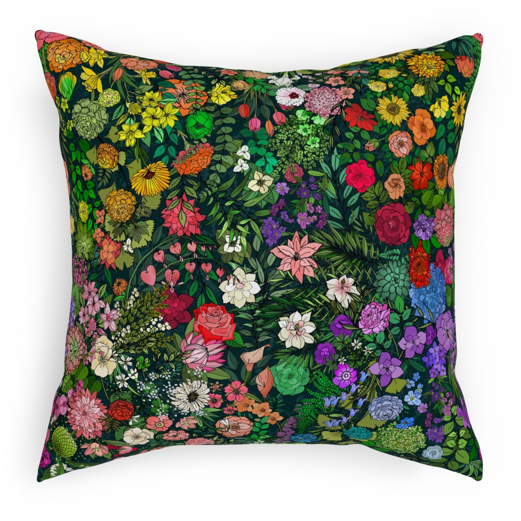 Secret Garden - Multi Pillow, Woven, Beige, 18x18, Single Sided, Multicolor