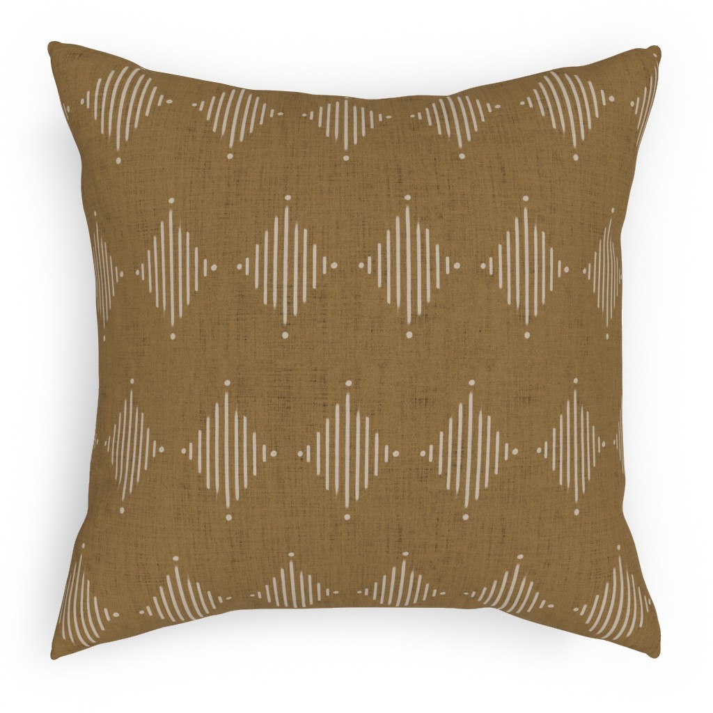 Brushed Diamond Lines Pillow, Woven, Beige, 18x18, Single Sided, Brown, Granite