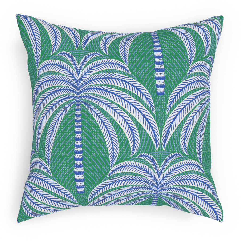 Palm Springs Palm Trees - Green Pillow, Woven, Beige, 18x18, Single Sided, Green