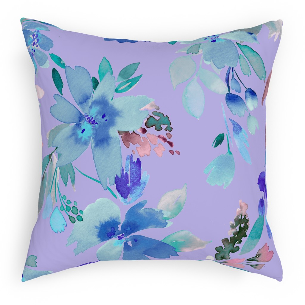 Very Peri Summer Floral - Purple Pillow, Woven, Beige, 18x18, Single Sided, Purple