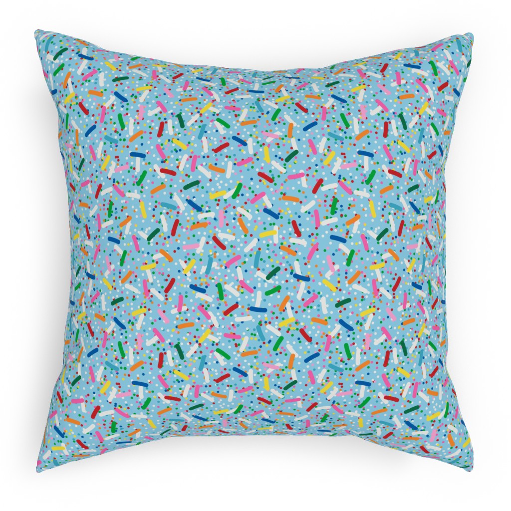 Rainbow Sprinkles Pillow, Woven, Beige, 18x18, Single Sided, Blue
