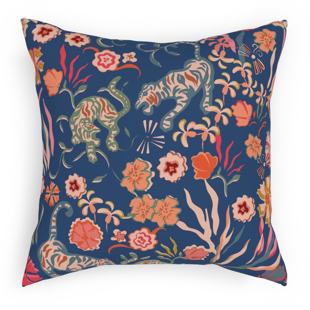 the Tigers Utopia - Multi Pillow, Woven, Beige, 18x18, Single Sided, Multicolor