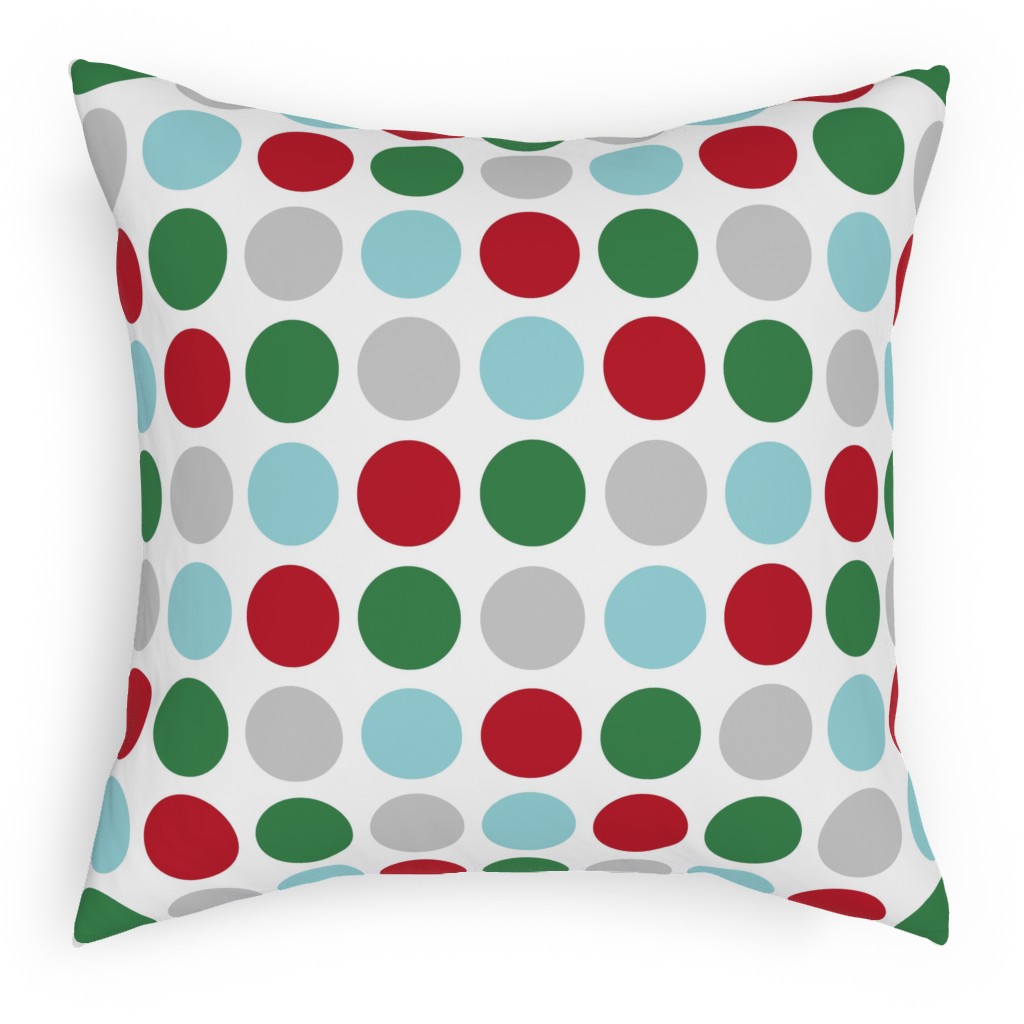 Christmas Wish Polka Dots - Multi Pillow, Woven, Beige, 18x18, Single Sided, Multicolor