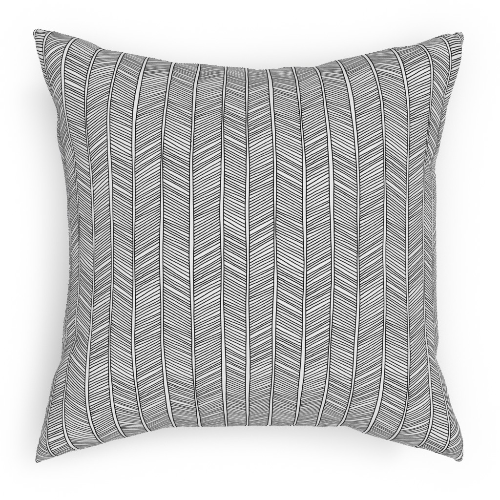 Vines + Lines - Neutral Pillow, Woven, Beige, 18x18, Single Sided, Black, Black
