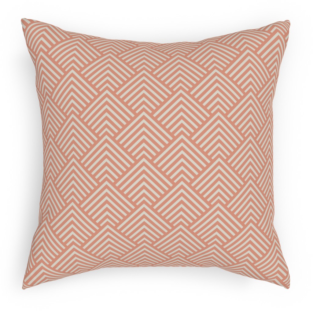 Mod Triangles - Blush Pillow, Woven, Beige, 18x18, Single Sided, Pink