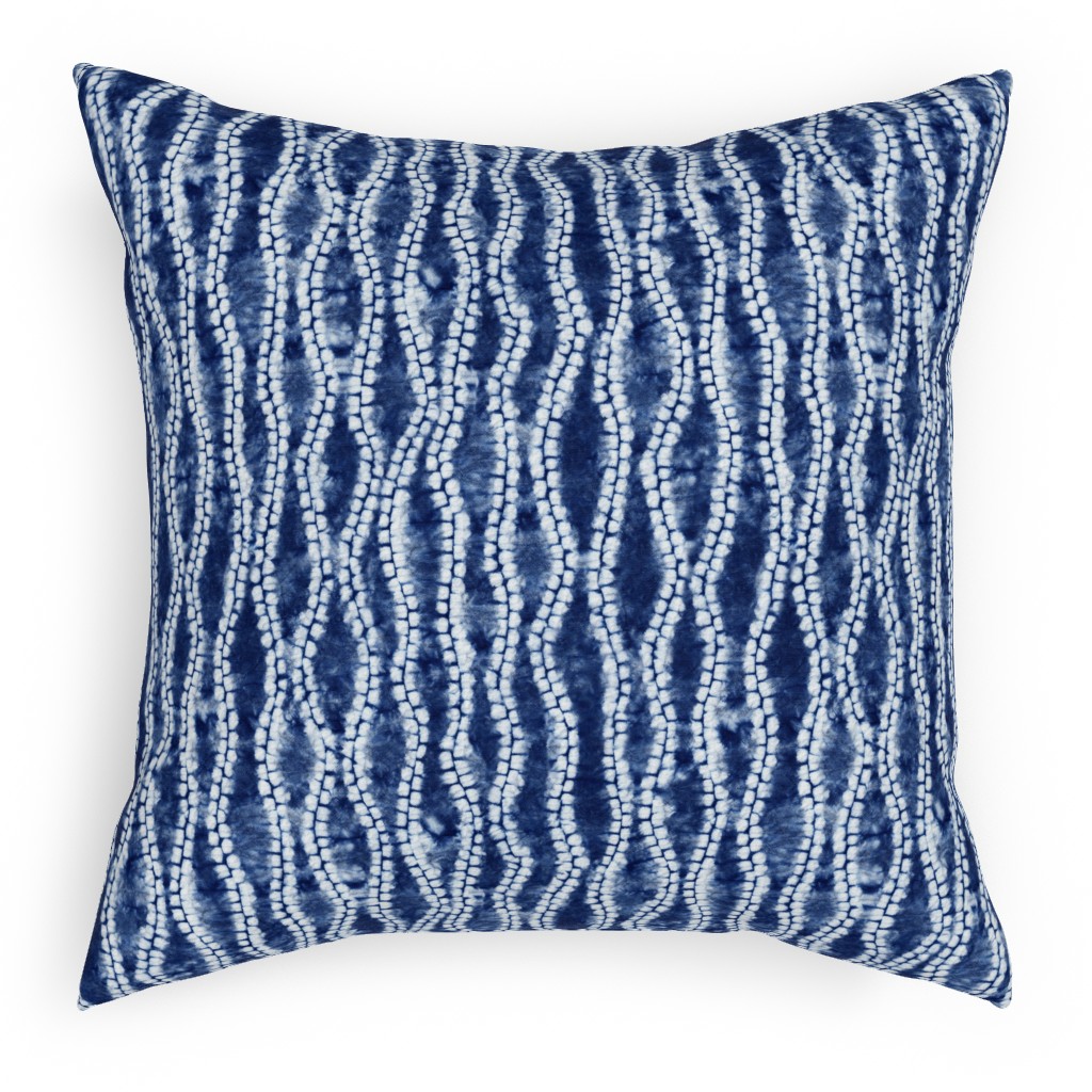 Shibori Ripples - Blue Pillow, Woven, Beige, 18x18, Single Sided, Blue, True Blue