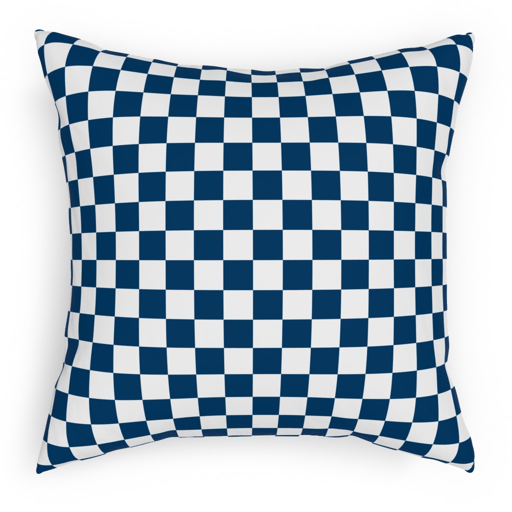 Wonderland Checkerboard - Lonely Angel Blue & White Pillow, Woven, Beige, 18x18, Single Sided, Blue, True Blue