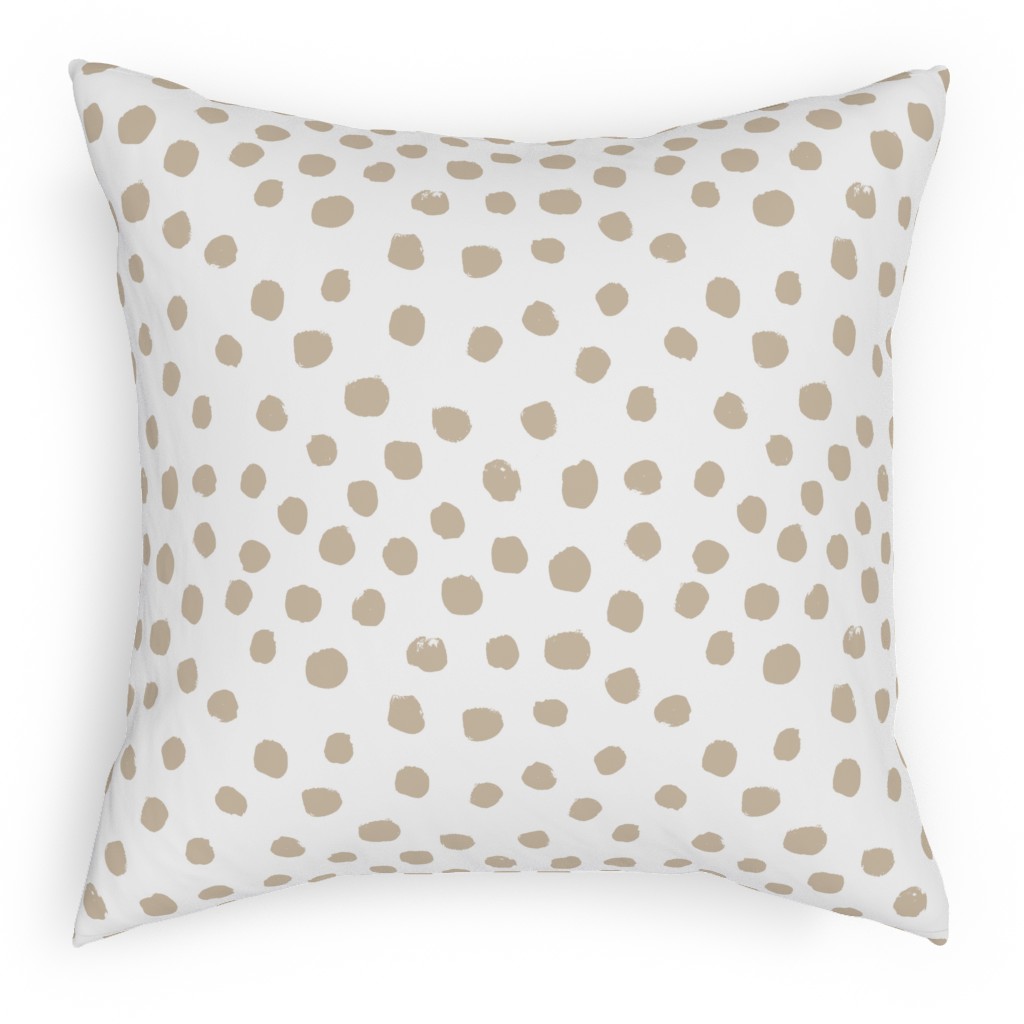 Soft Painted Dots Pillow, Woven, Beige, 18x18, Single Sided, Beige