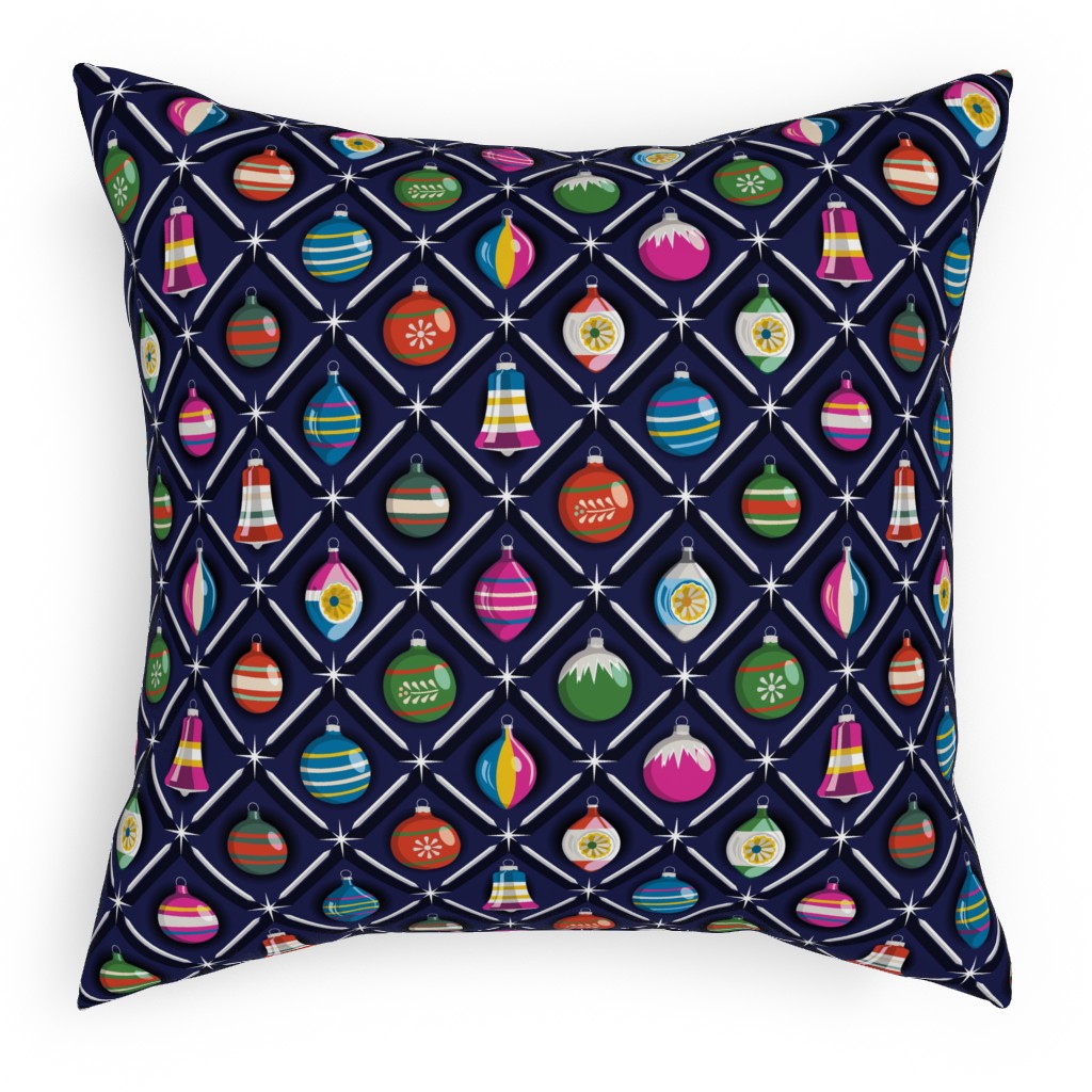 Shiny & Bright, Vintage Glass Ornaments - Multi Pillow, Woven, Beige, 18x18, Single Sided, Multicolor