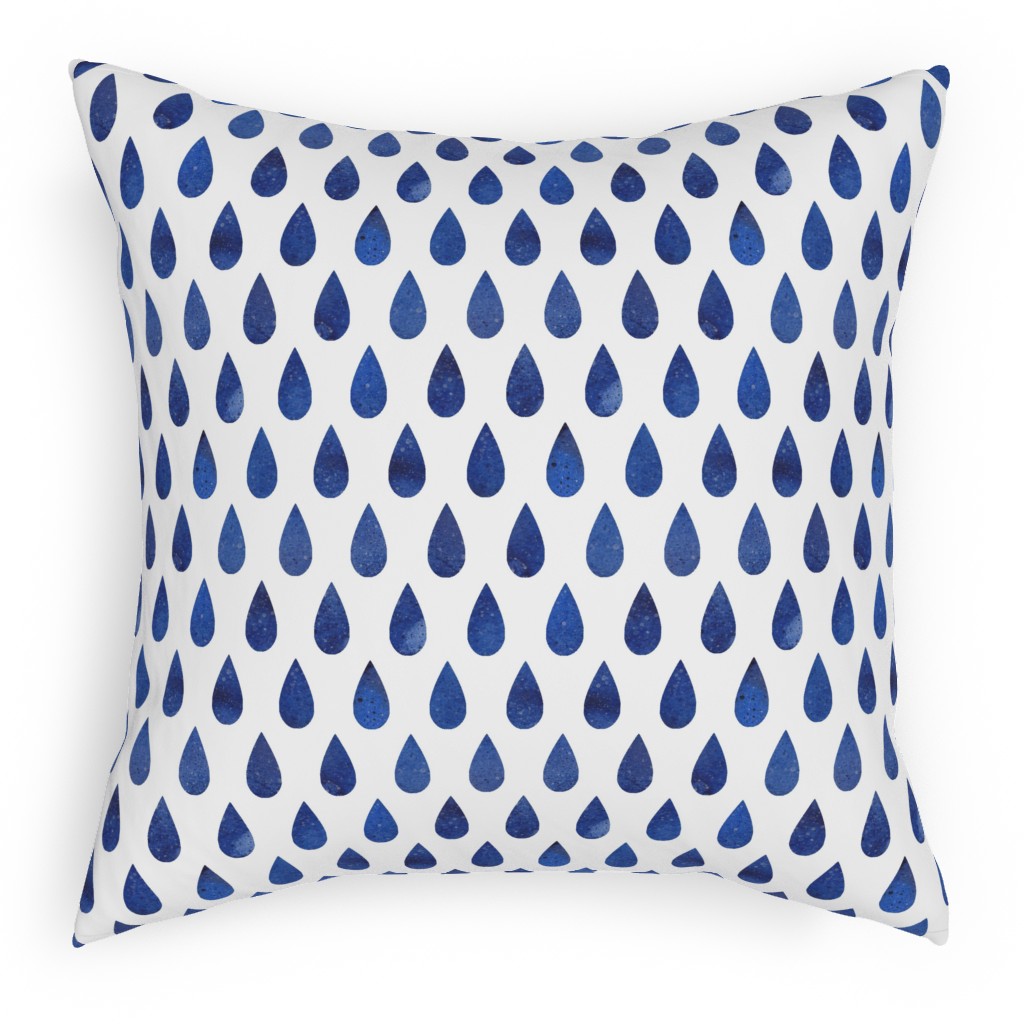 Drops Pillow, Woven, Beige, 18x18, Single Sided, Blue