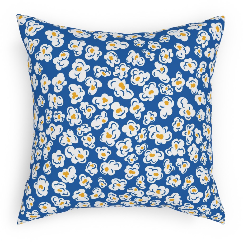 Pop, Pop, Popcorn - Blue Pillow, Woven, Beige, 18x18, Single Sided, Blue, True Blue