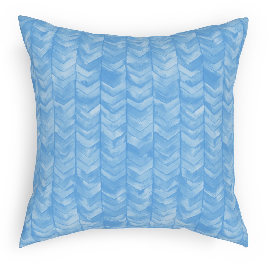 Watercolor Chevron Pillow, Woven, Beige, 18x18, Single Sided, Blue