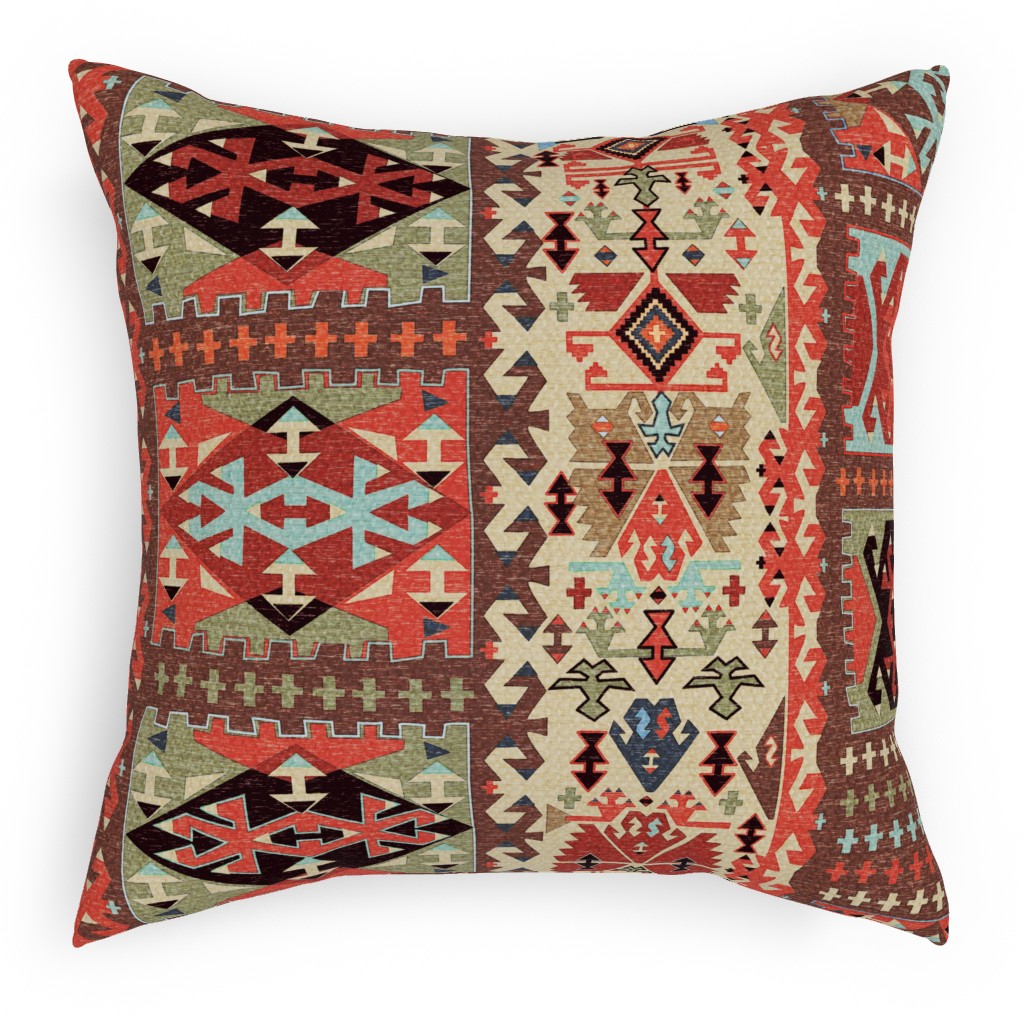 Turkish Kilim - Multi Pillow, Woven, Beige, 18x18, Single Sided, Multicolor