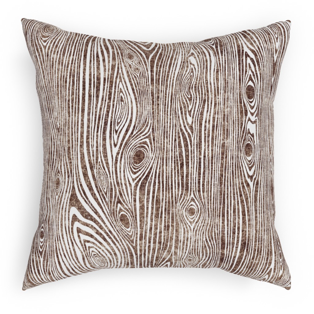 Woodgrain Driftwood Pillow, Woven, Beige, 18x18, Single Sided, Brown