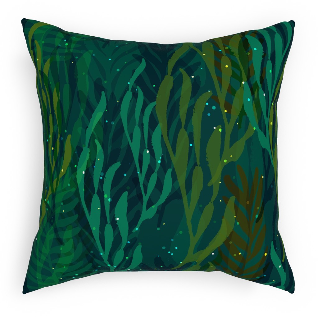 Underwater Forest - Emerald Pillow, Woven, Beige, 18x18, Single Sided, Green, Classic Green