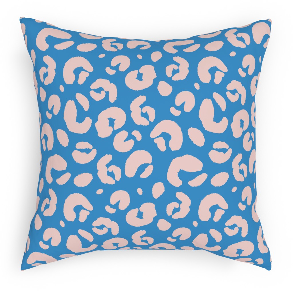 Jaguar Spots - Blue Pillow, Woven, Beige, 18x18, Single Sided, Blue