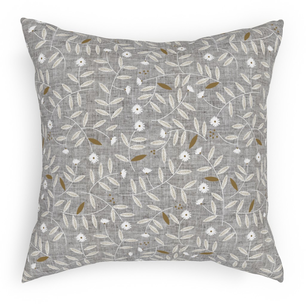 Darcy Pillow, Woven, Beige, 18x18, Single Sided, Gray, Iron