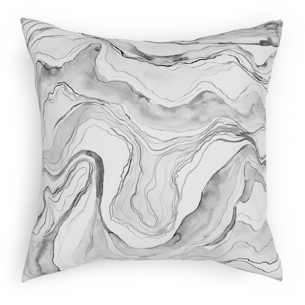 Watercolor Marble Pillow, Woven, Beige, 18x18, Single Sided, Gray, Silver Lining