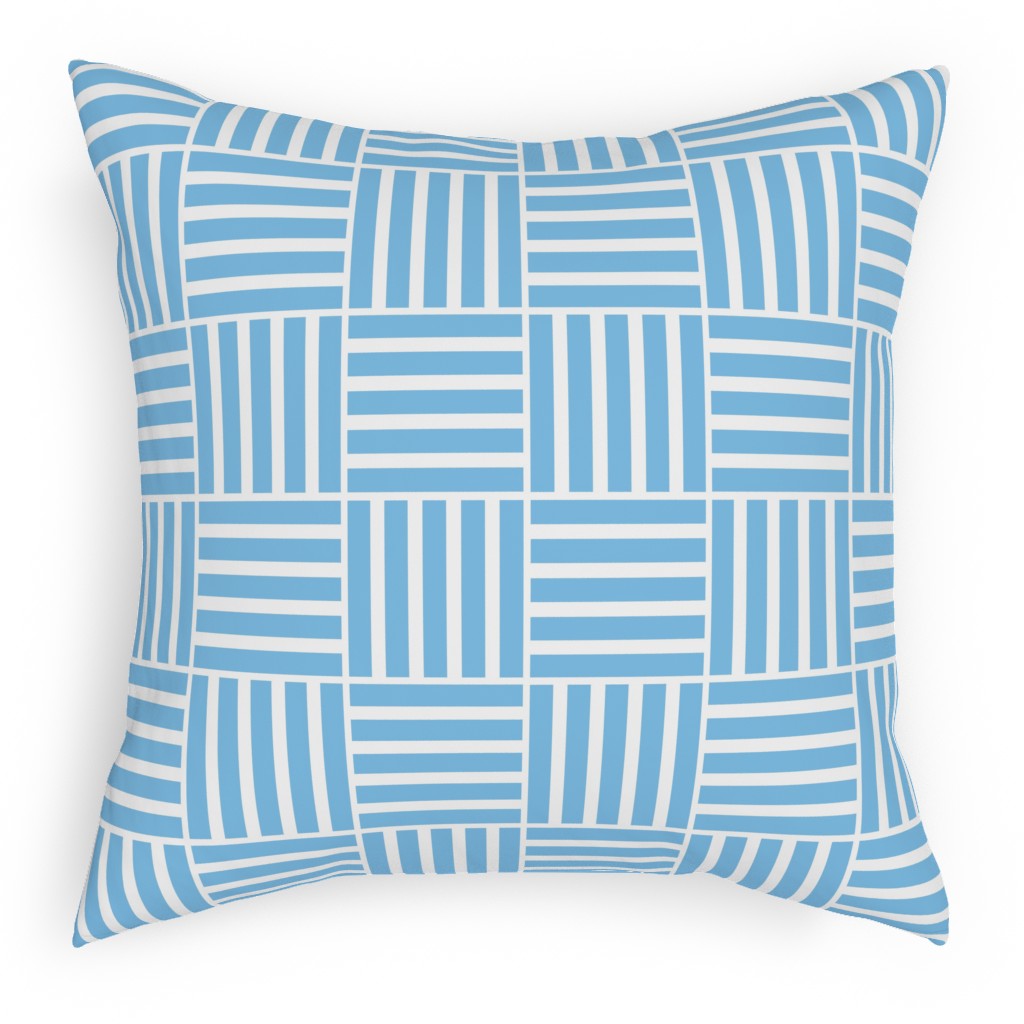 South Beach Stripe - Neptune Pillow, Woven, Beige, 18x18, Single Sided, Blue, True Blue