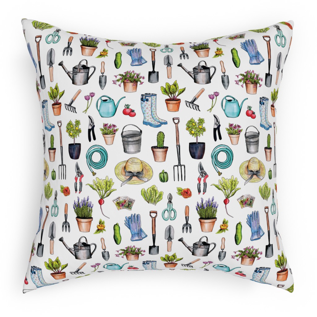 Garden Gear - Multicolor Pillow, Woven, Beige, 18x18, Single Sided, Multicolor