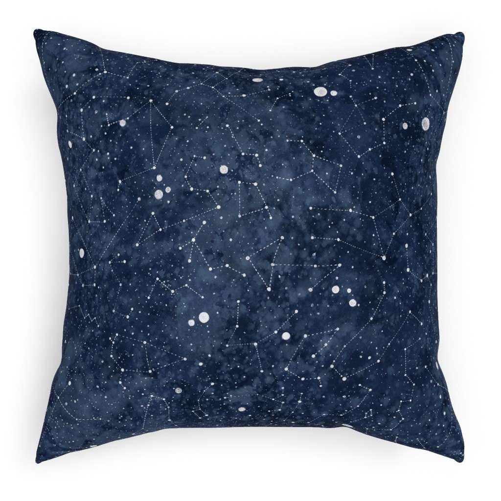 Star Constellations - Blue Pillow, Woven, Beige, 18x18, Single Sided, Blue, True Blue