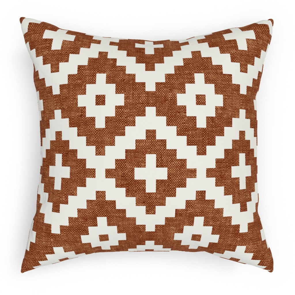 Geometric Woven Aztec - Ginger Pillow, Woven, Beige, 18x18, Single Sided, Brown