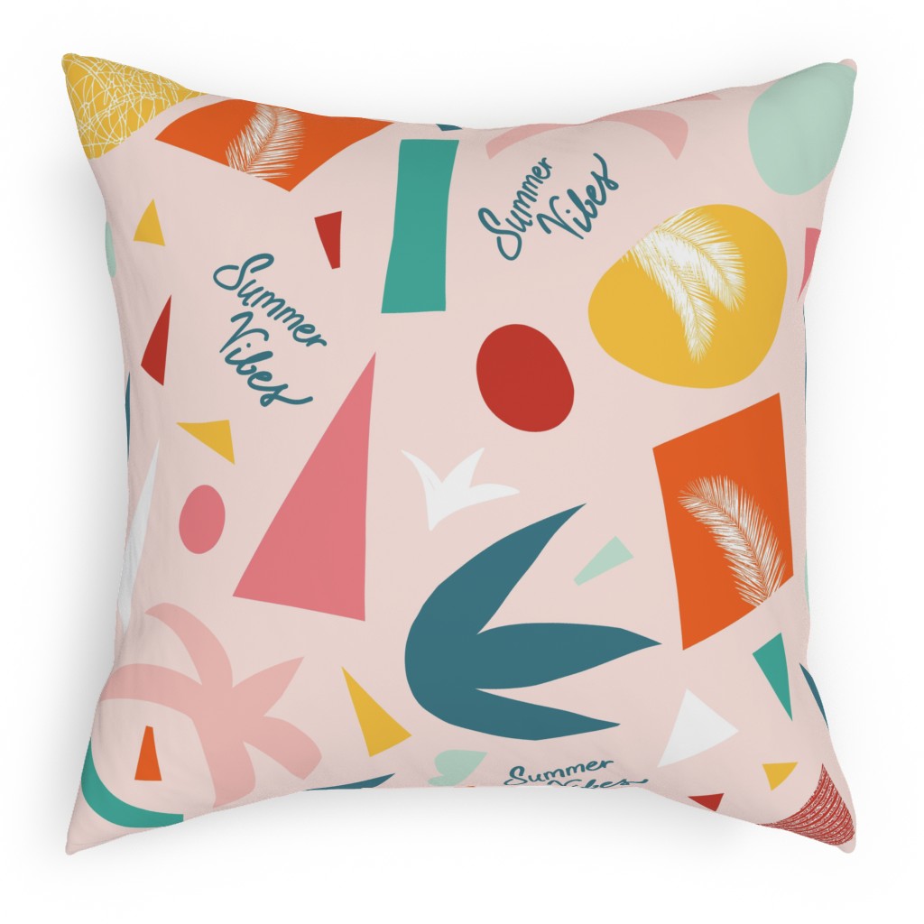Summer Vibes Abstract Shapes Pillow, Woven, Beige, 18x18, Single Sided, Multicolor