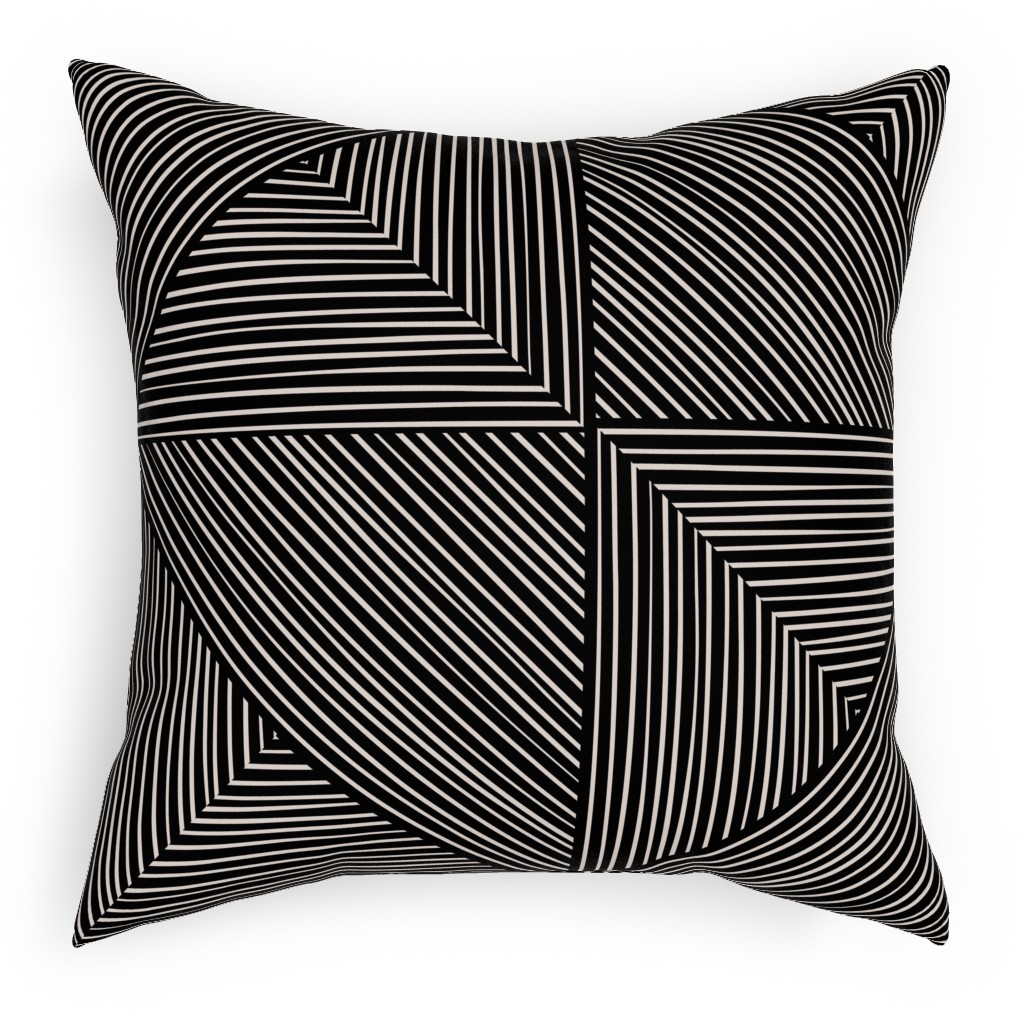 Angles and Lines Pillow, Woven, Beige, 18x18, Single Sided, Gray, Gray