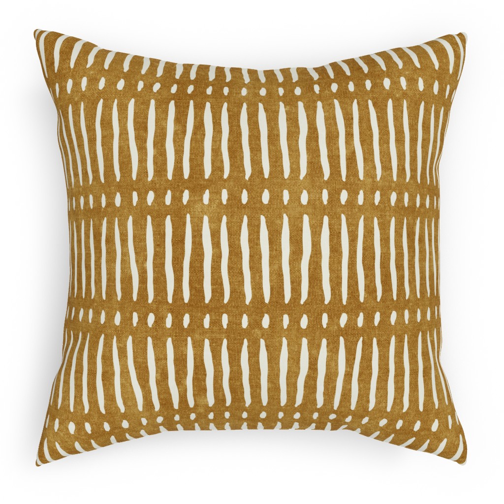 Vertical Dash Stripe Pillow, Woven, Beige, 18x18, Single Sided, Yellow