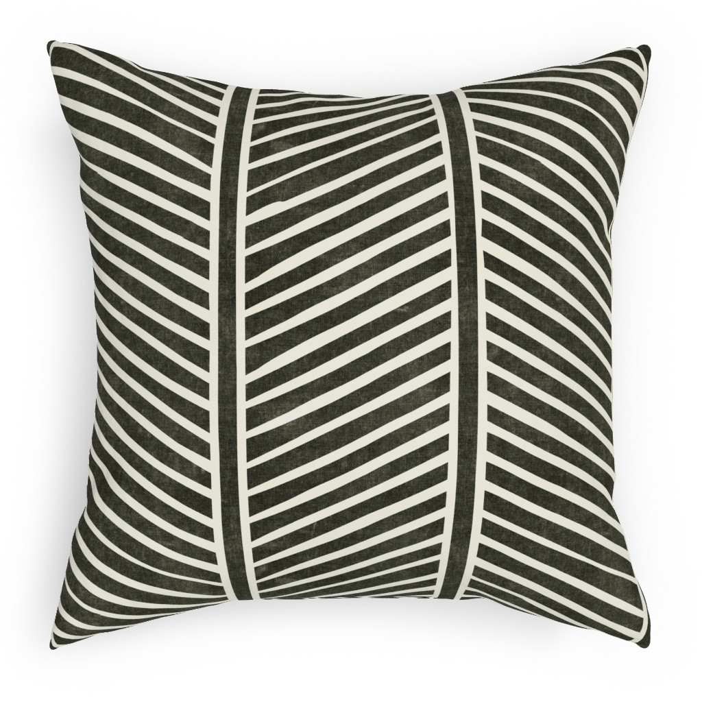 Organic Chevron Pillow, Woven, Beige, 18x18, Single Sided, Black, Dark Gray