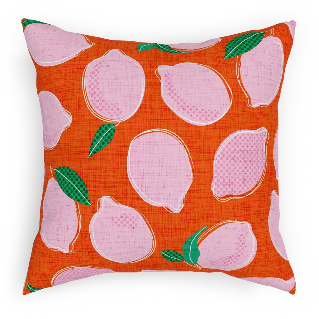 Lemon Pop - Blood Orange and Cotton Candy Pillow, Woven, Beige, 18x18, Single Sided, Pink