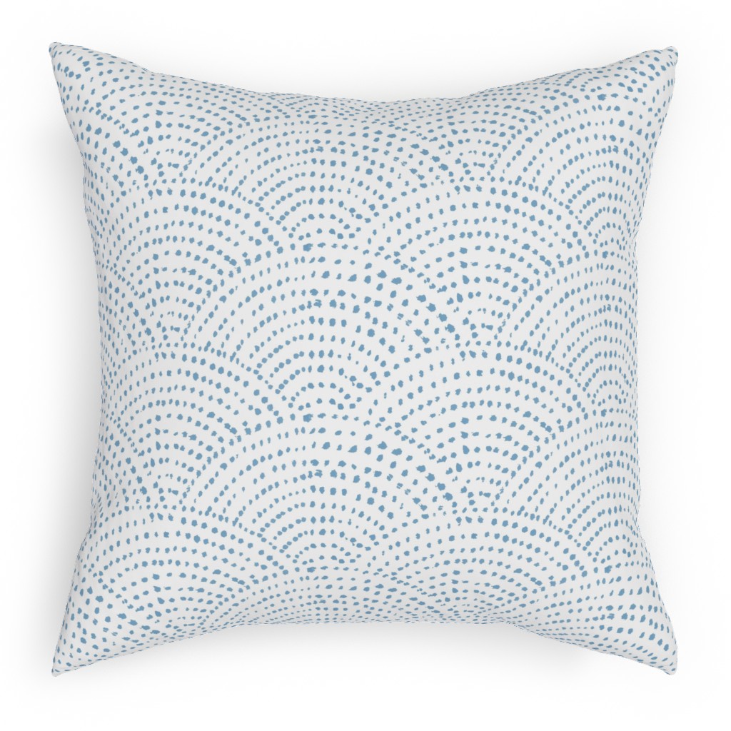 Ink Dot Scales Pillow, Woven, Beige, 18x18, Single Sided, Blue