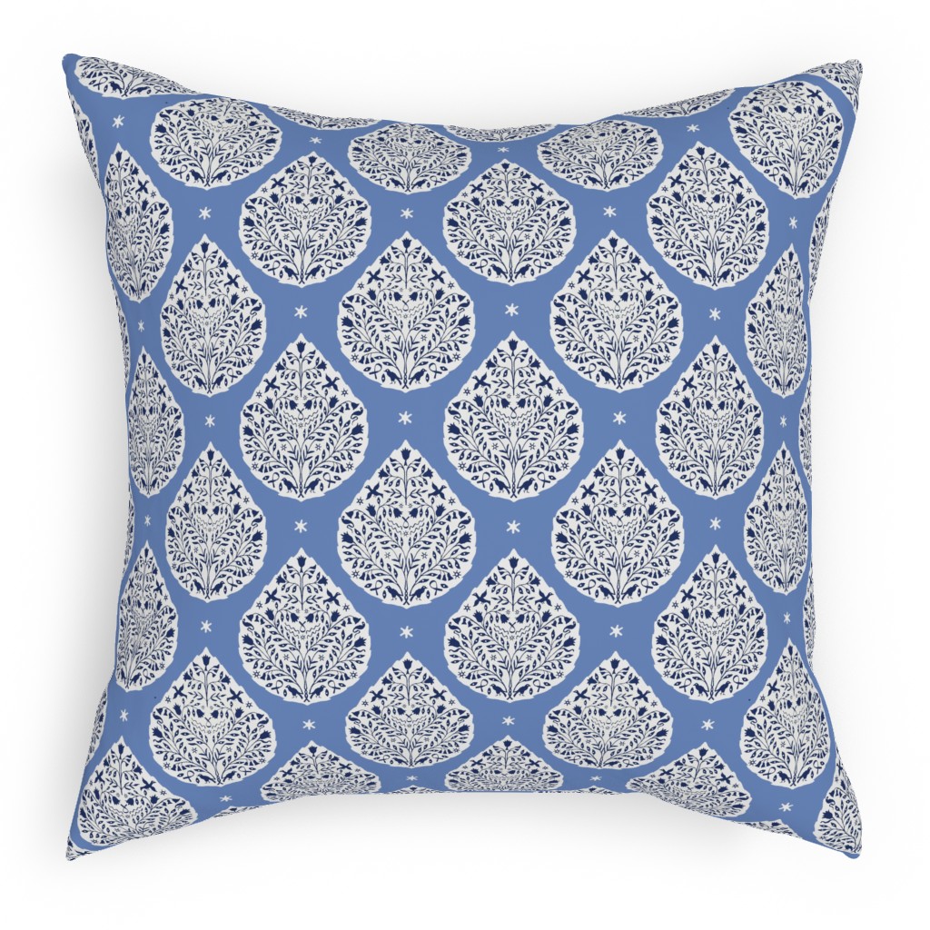 Conway Paisley - Cobalt and Navy Pillow, Woven, Black, 18x18, Single Sided, Blue