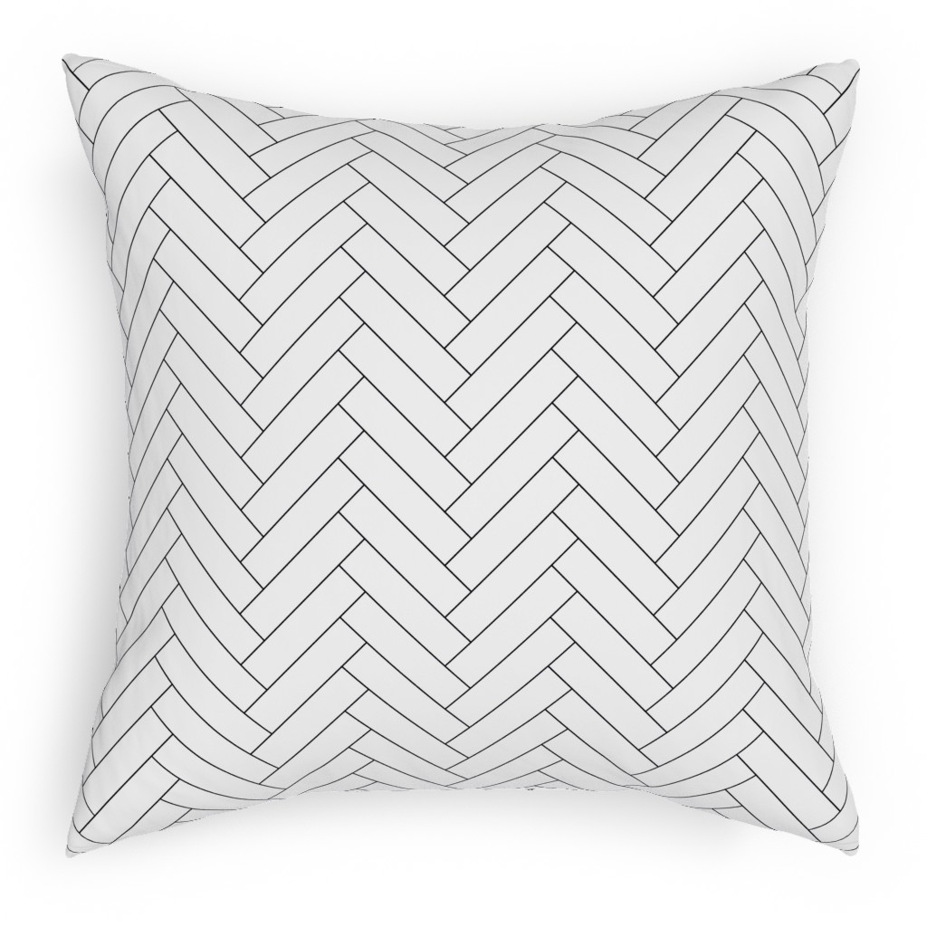 Simple Herringbone Chevron - Black and White Pillow, Woven, Black, 18x18, Single Sided, White, White