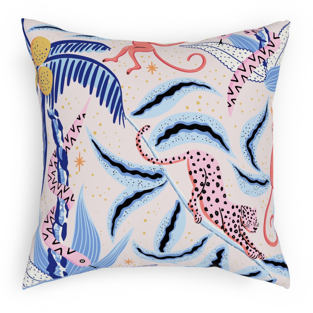 Tropical Surrealism - Bright Pillow, Woven, Black, 18x18, Single Sided, Multicolor