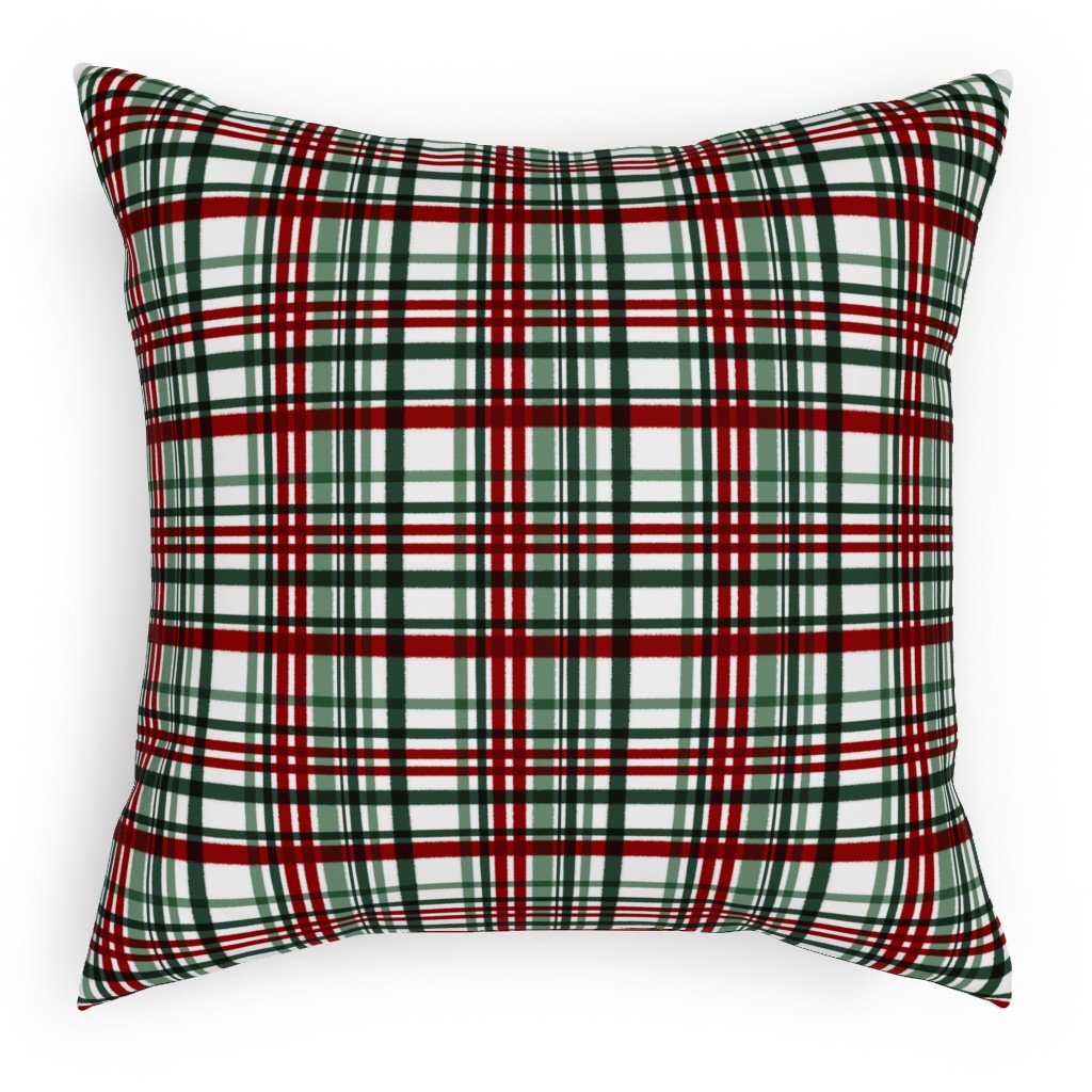 Intricate Plaid Pillow, Woven, Black, 18x18, Single Sided, Green
