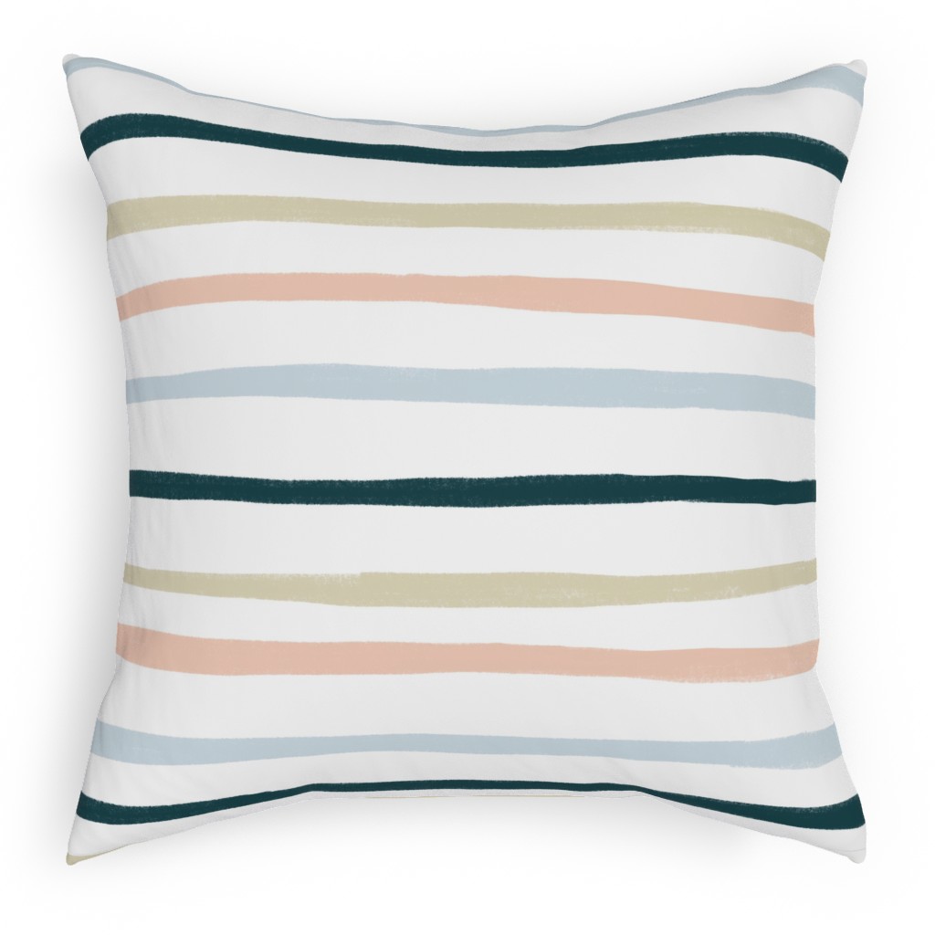 Shenanigans Horizontal Wtripes - Multi Pillow, Woven, Black, 18x18, Single Sided, Multicolor