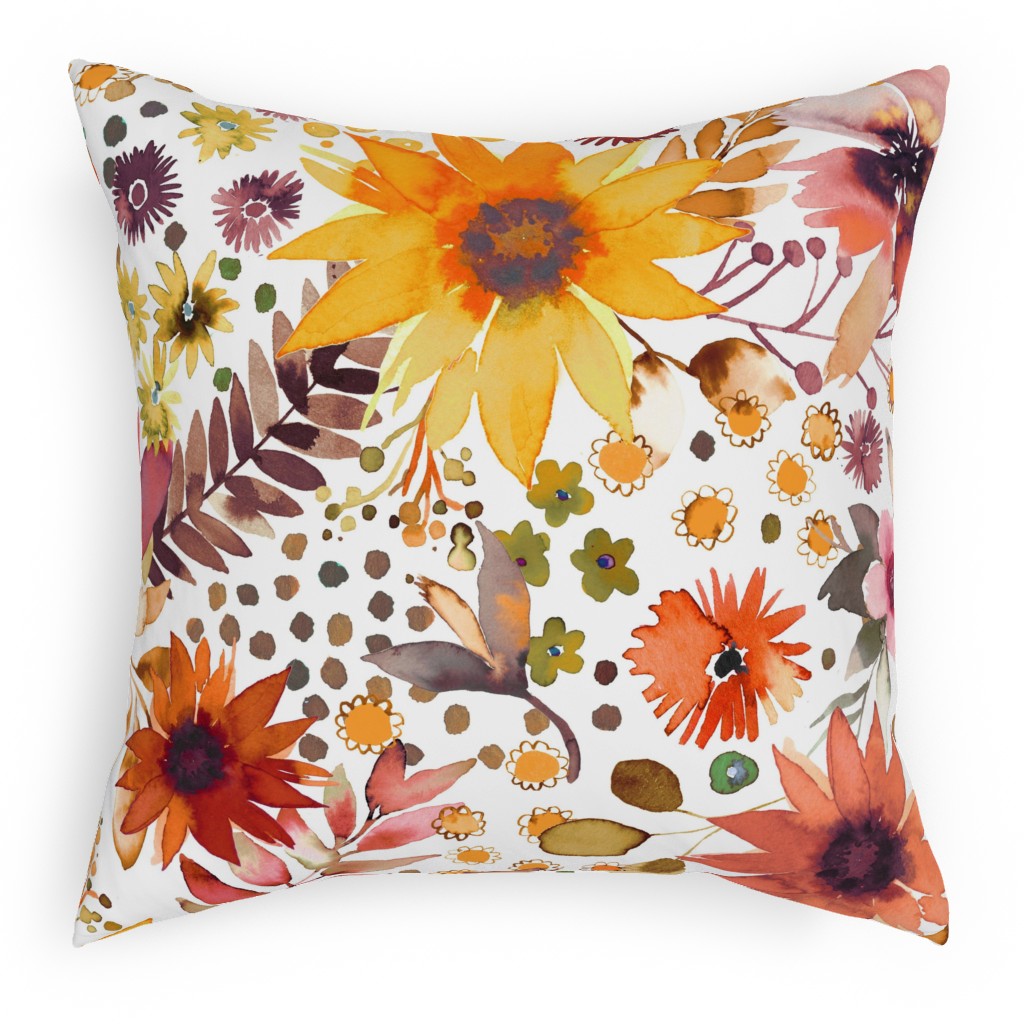 Big Sunflowers - Goldenrod Yellow Pillow, Woven, Black, 18x18, Single Sided, Orange