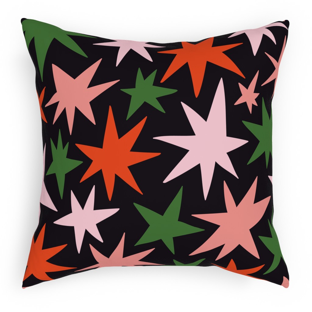 Christmas Stars - Multi Pillow, Woven, Black, 18x18, Single Sided, Multicolor