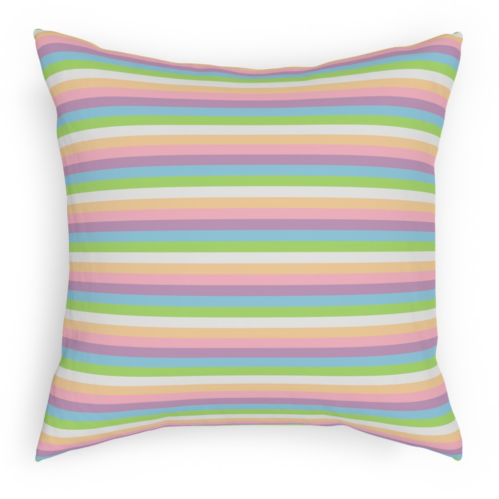 Multi Colored Stripes - Pastel Pillow, Woven, Black, 18x18, Single Sided, Multicolor