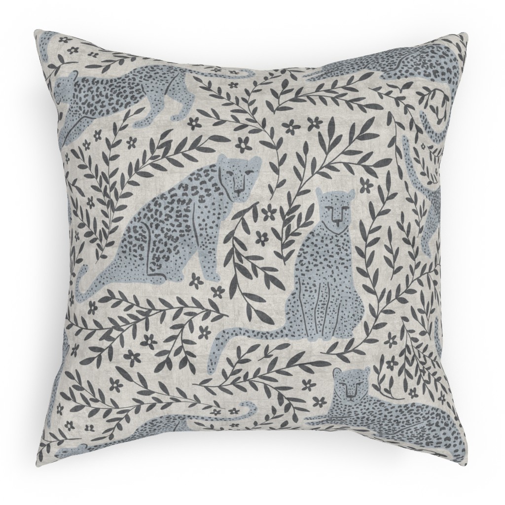 Jungle Cat Pillow, Woven, Black, 18x18, Single Sided, Gray, Smoke