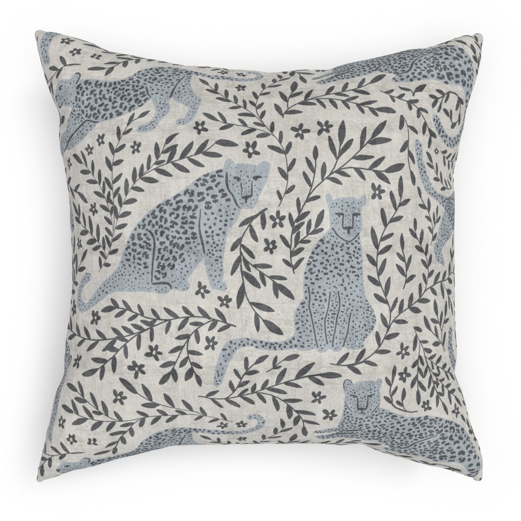 Jungle Cat Pillow, Woven, Black, 18x18, Single Sided, Gray