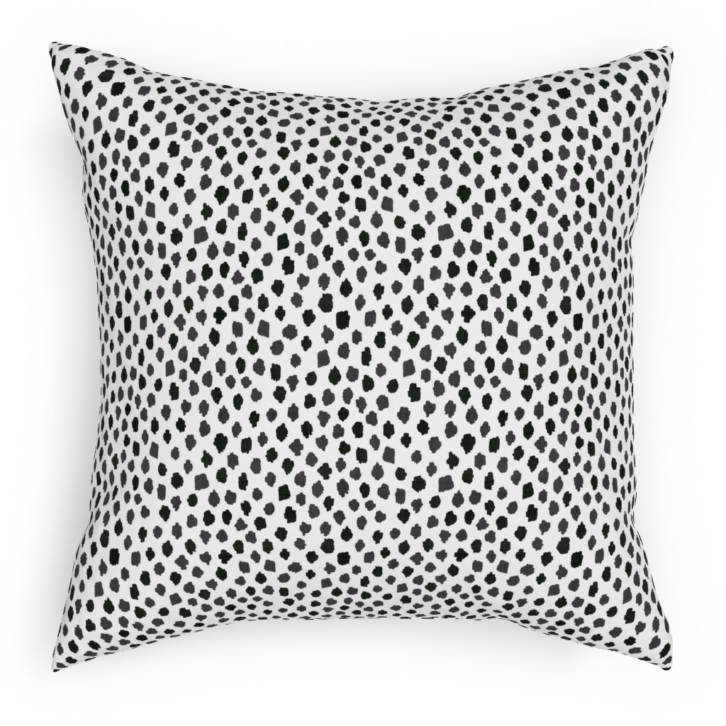 Inky Spots - Black and White Pillow, Woven, Black, 18x18, Single Sided, White