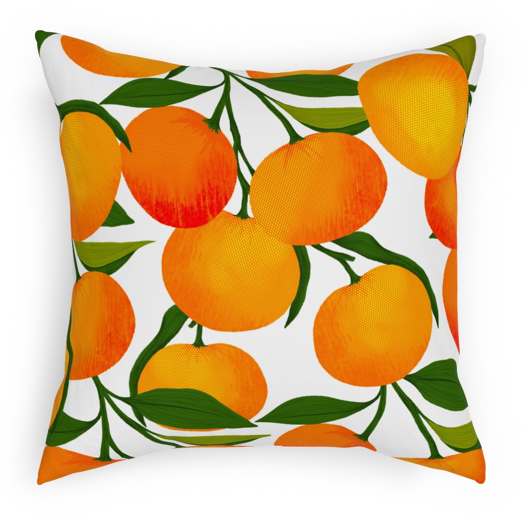 Tangerine Dreams - Orange on White Pillow, Woven, Black, 18x18, Single Sided, Orange