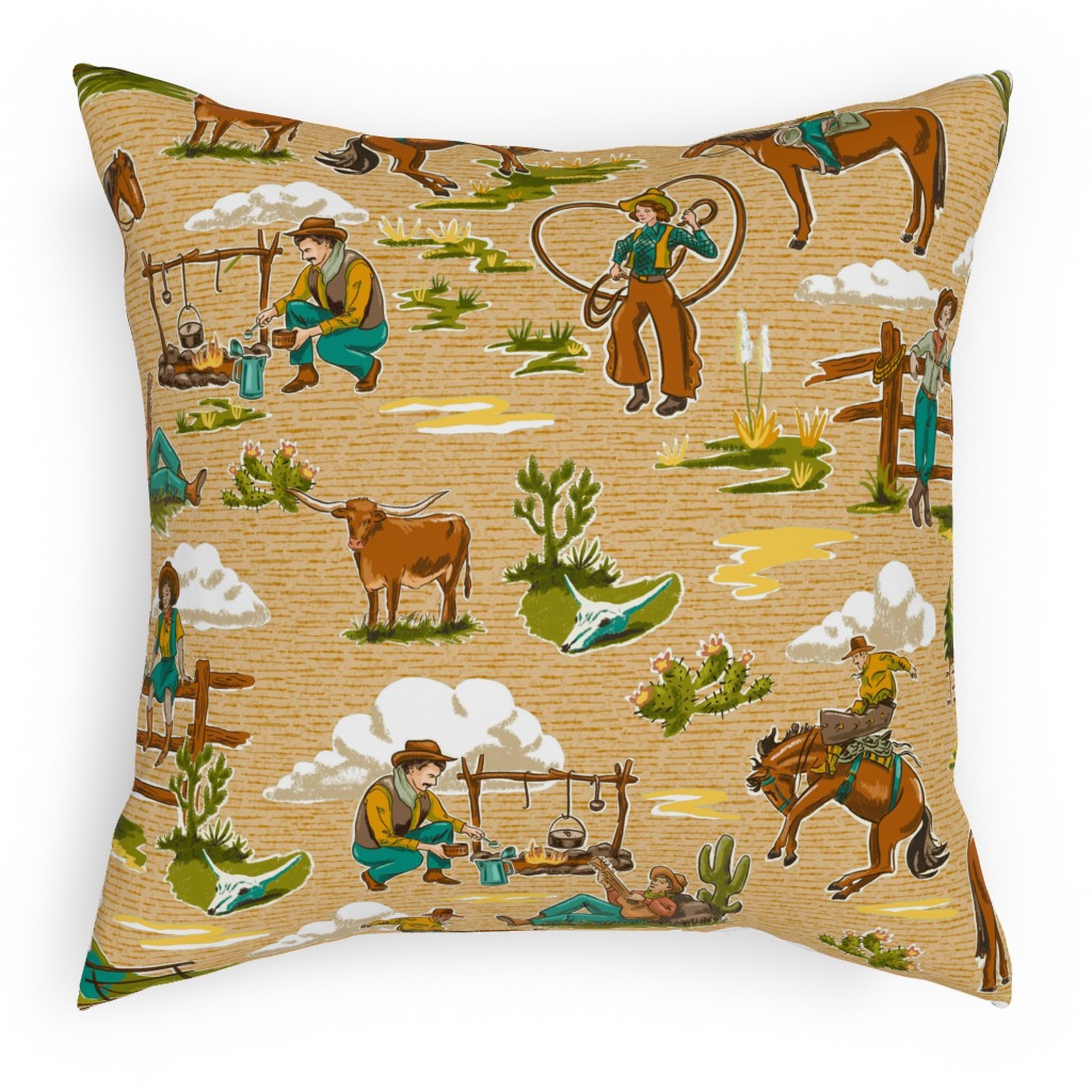 Out West - Sepia Tones Pillow, Woven, Black, 18x18, Single Sided, Multicolor