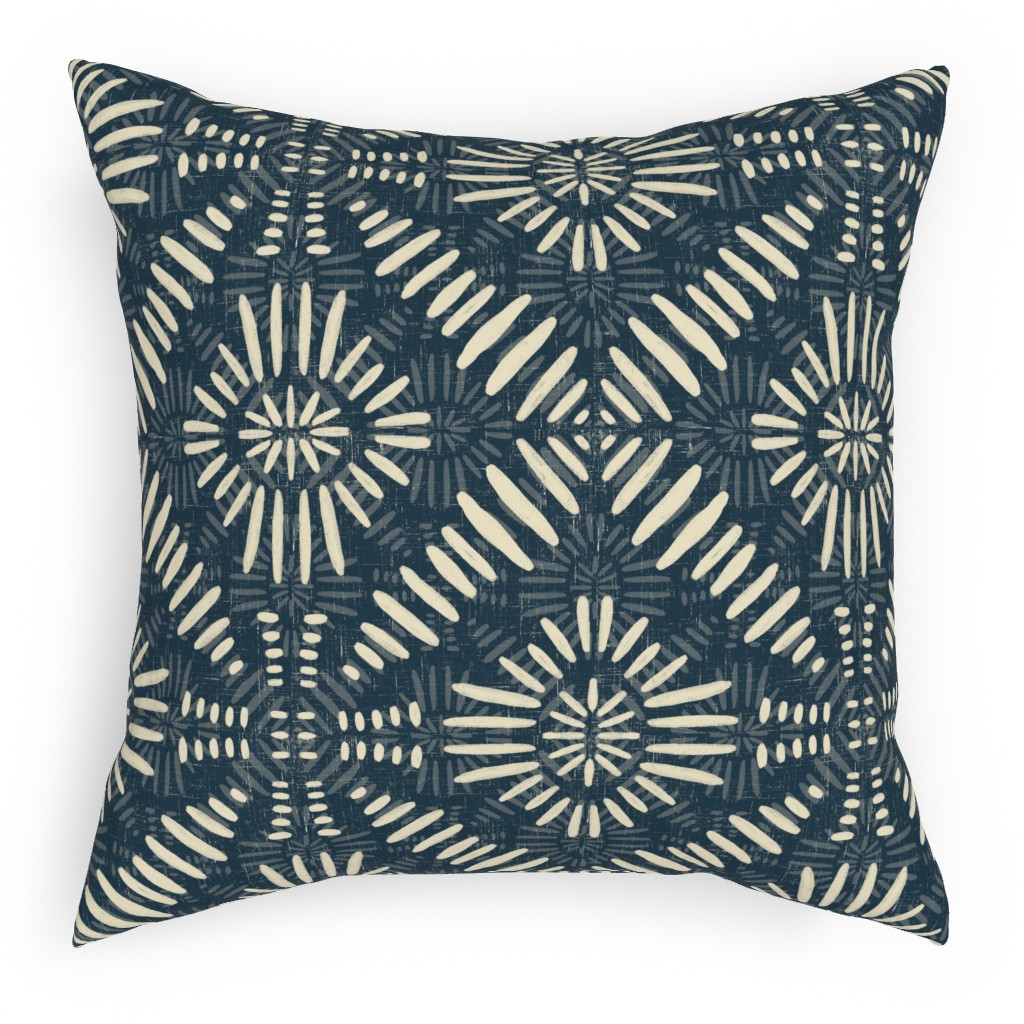 Wise - White on Blue Pillow, Woven, Black, 18x18, Single Sided, Blue